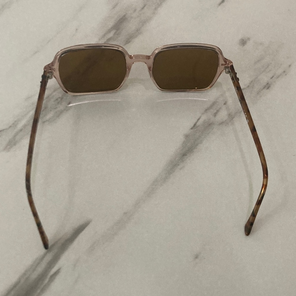 Brown Square Sunglasses with Light Pink Frame - Picture 8 of 16